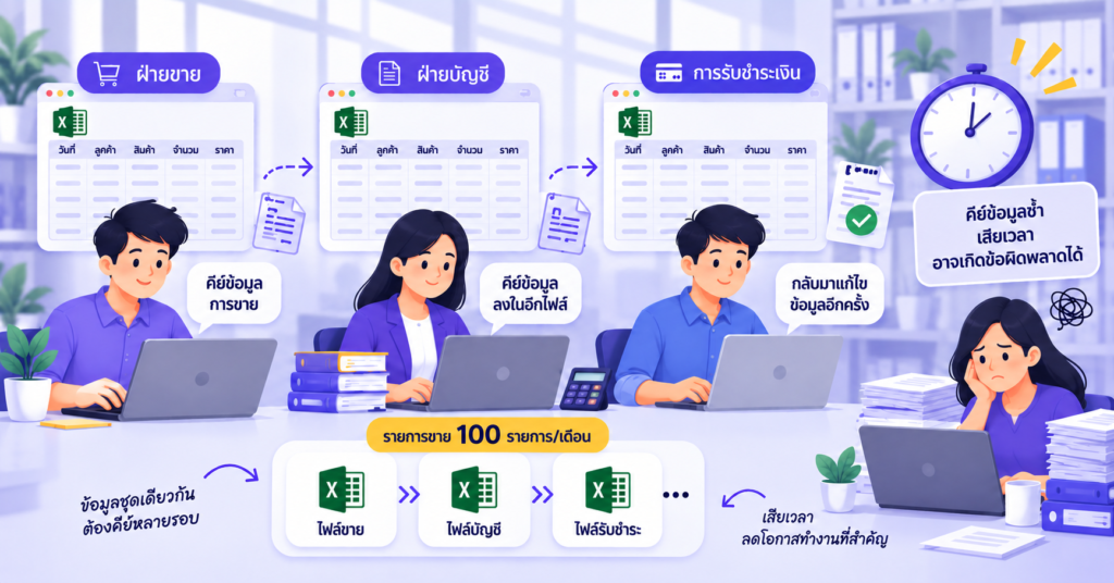 excel ต้องคีย์ข้อมูลซ้ำหลายครั้ง