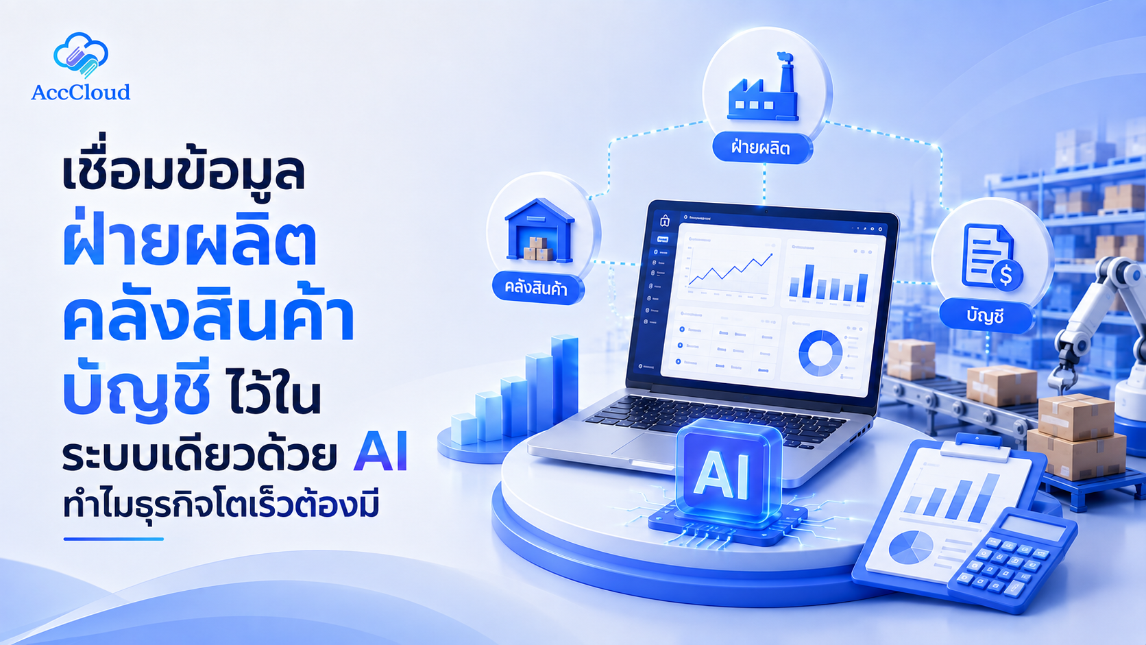 เชื่อมข้อมูลฝ่ายผลิต คลังสินค้า บัญชีไว้ในระบบเดียวด้วย AI ทำไมธุรกิจโตเร็วต้องมี post thumbnail image